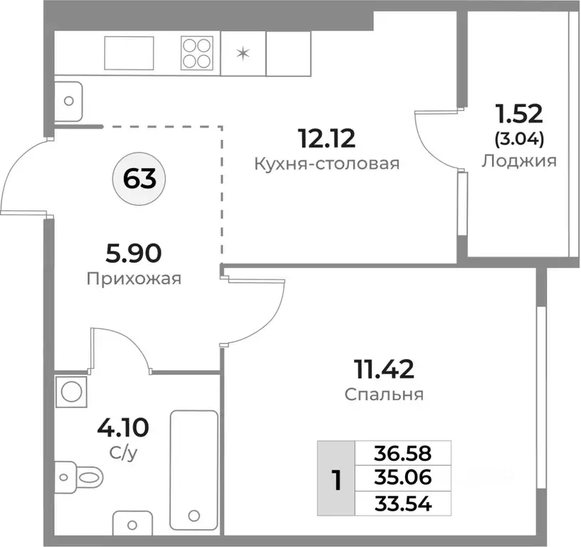 1-к кв. Калининградская область, Калининград Пригородная ул., 18 ... - Фото 1