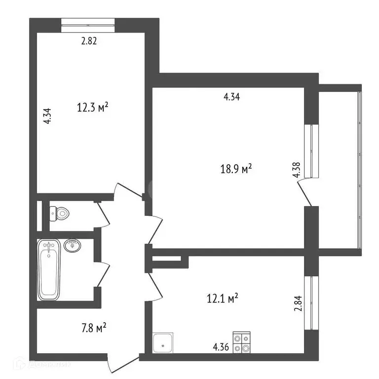 Продаётся 2-к квартира, 54.8 м - Фото 1