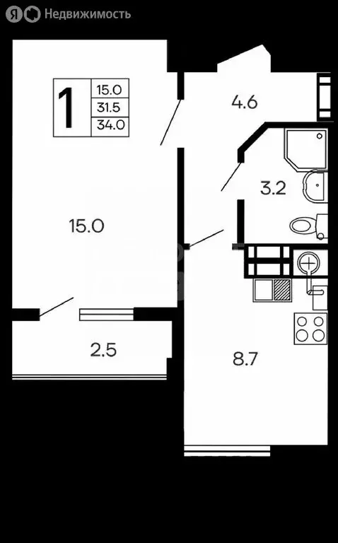 1-комнатная квартира: Алушта, улица 60 лет СССР, 25А (38.6 м) - Фото 2