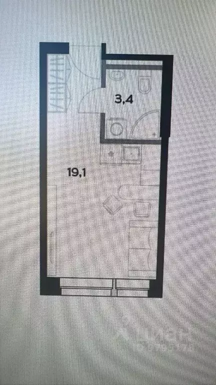1-к кв. Татарстан, Казань Ботаническая ул., 14 (18.0 м) - Фото 2
