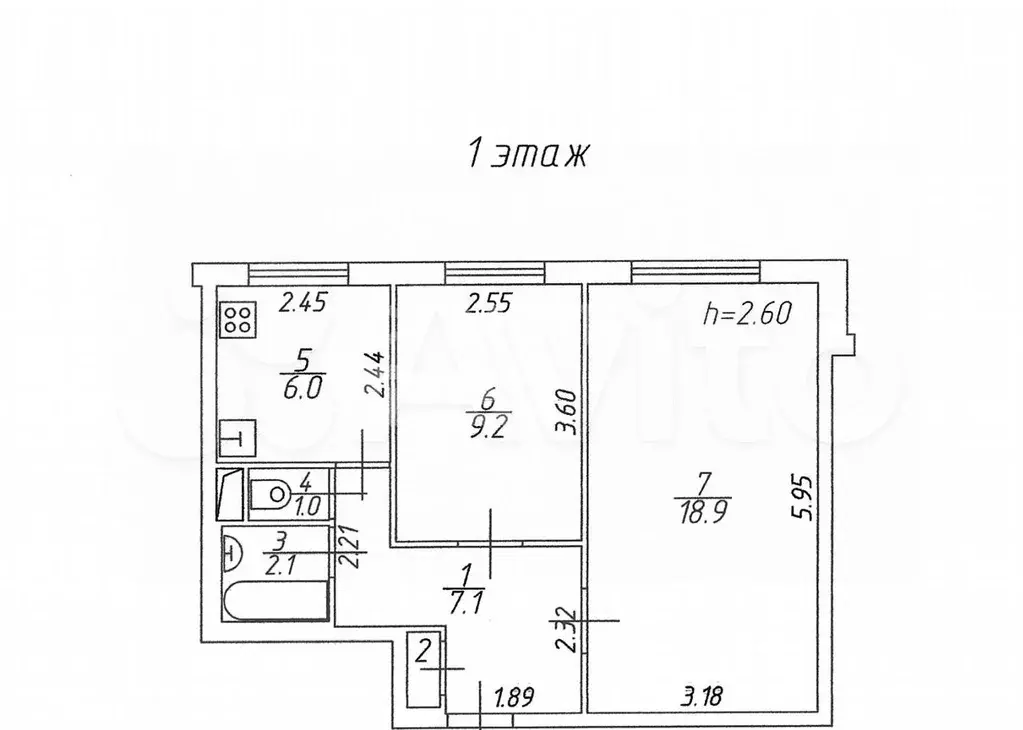 2-к. квартира, 45 м, 1/9 эт. - Фото 0