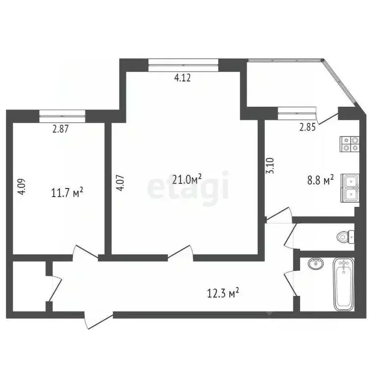 2-к кв. Ямало-Ненецкий АО, Ноябрьск ул. Ленина, 69 (67.3 м) - Фото 2