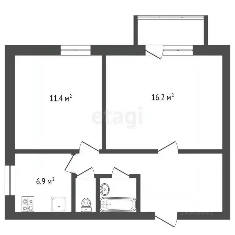 2-к кв. Томская область, Томск д. Лоскутово, ул. Ленина, 3 (51.4 м) - Фото 2