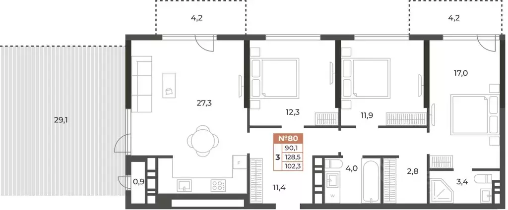 3-к кв. Крым, Симферополь ул. Караимская, 50 (102.3 м) - Фото 0