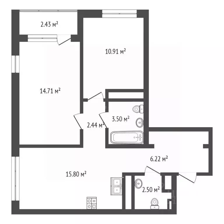 2-к кв. Тюменская область, Тюмень ул. Щербакова, 136 (56.0 м) - Фото 0