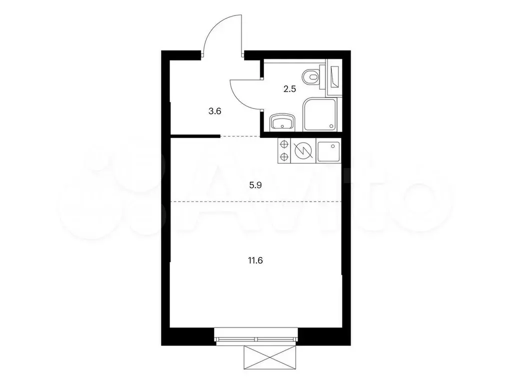 Квартира-студия, 23,6 м, 8/9 эт. - Фото 0