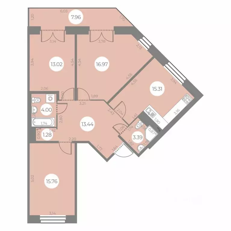 3-к кв. санкт-петербург ул. маршала захарова, 8 (85.56 м) - Фото 0