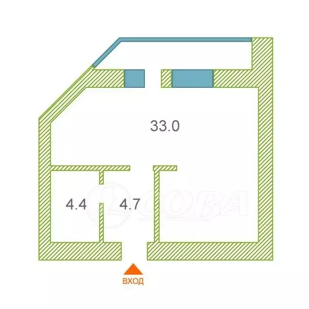 Квартира-студия: Тюмень, улица Чернышевского, 2Бк12 (42 м) - Фото 1