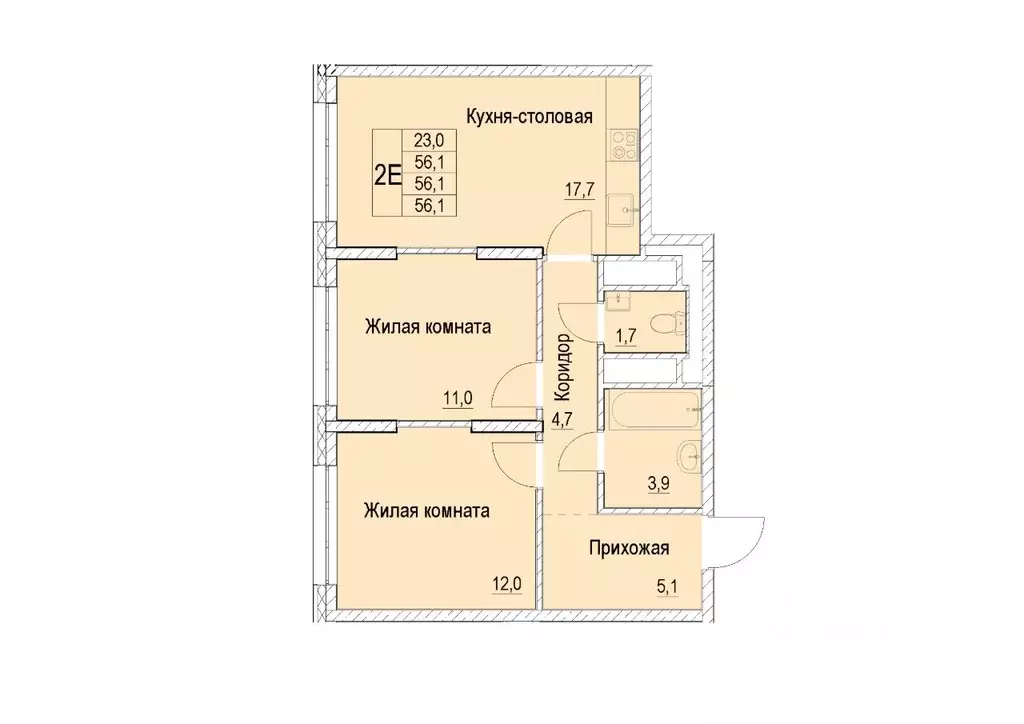 2-к кв. Московская область, Мытищи Медицинская ул., 11 (56.1 м) - Фото 0