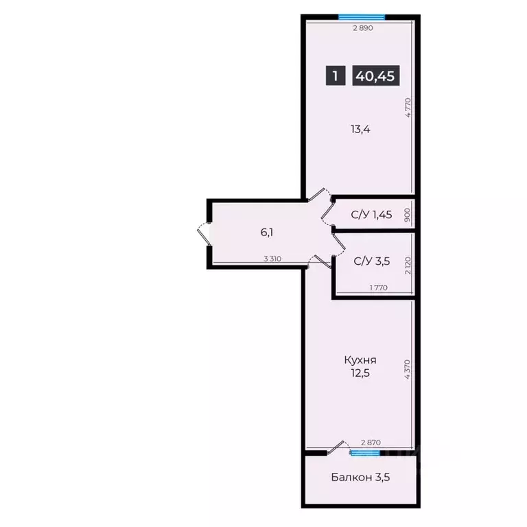 1-к кв. Ставропольский край, Ставрополь ул. Южный обход, 53В (40.25 м) - Фото 1