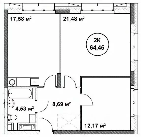 2-к кв. Нижегородская область, Нижний Новгород ул. Родионова (64.45 м) - Фото 1