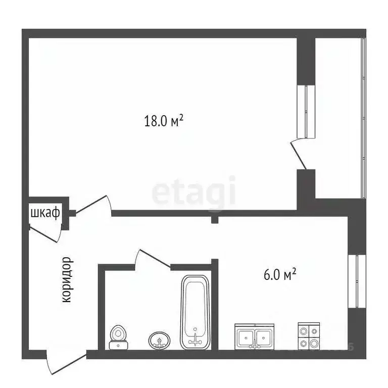 1-к кв. Нижегородская область, Кстово ул. Чванова, 21 (30.5 м) - Фото 1