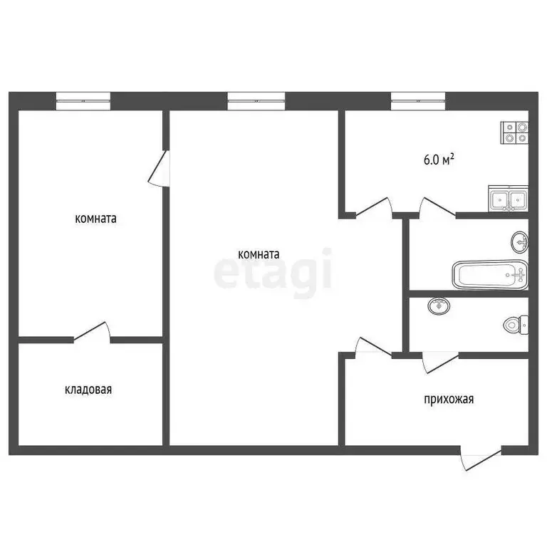 2-комнатная квартира: Лобня, улица Циолковского, 15 (43.5 м) - Фото 0