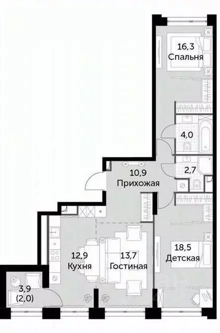 3-к кв. Москва Шелепихинская наб., 40к2 (80.0 м) - Фото 2
