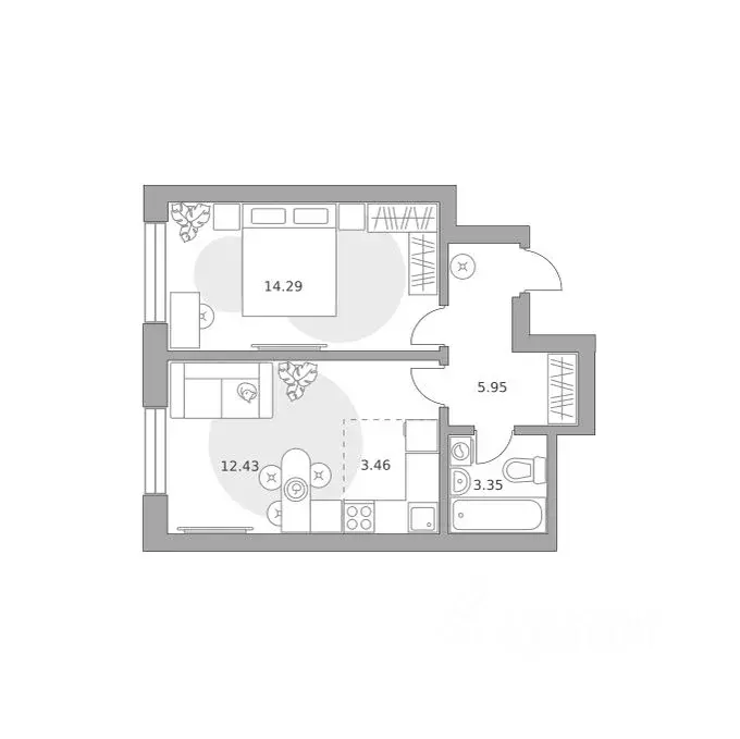 2-к кв. Московская область, Красногорск Ильинойс жилой комплекс (39.48 ... - Фото 1