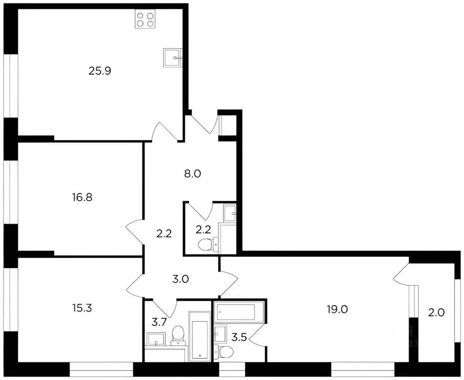 3-к кв. Москва ул. Паршина, 10 (99.8 м) - Фото 2