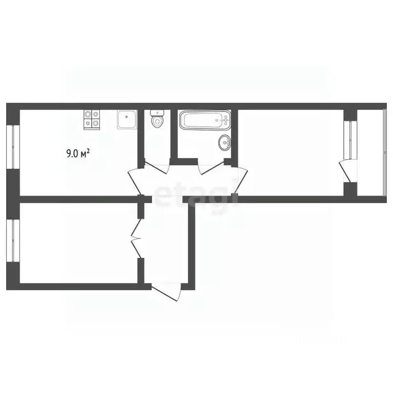 2-к кв. Ямало-Ненецкий АО, Муравленко ул. Муравленко, 38 (49.3 м) - Фото 2