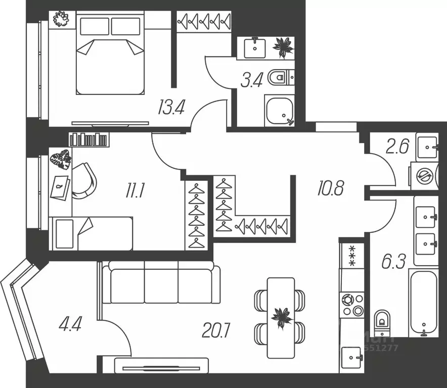 3-к кв. Тульская область, Тула ул. Михеева (72.7 м) - Фото 0