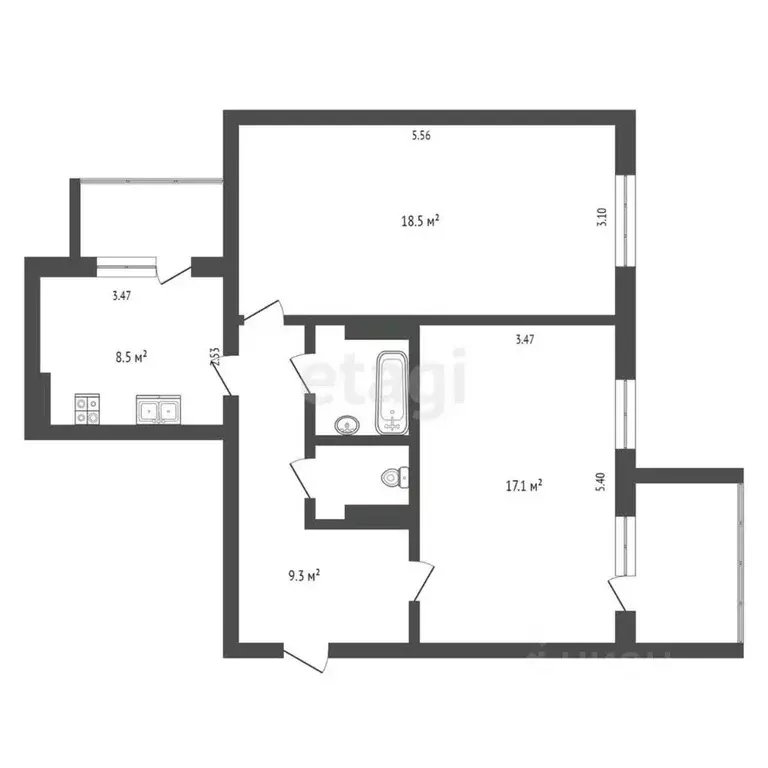 2-к кв. Крым, Щелкино Ленинский район, 2-й мкр, 60/2Б (57.2 м) - Фото 2