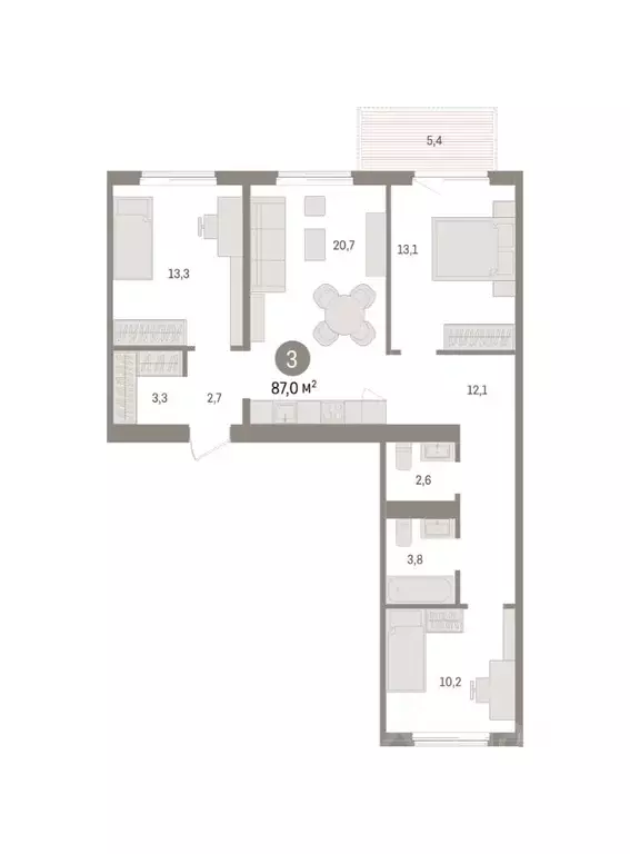 3-к кв. Новосибирская область, Новосибирский район, Краснообск рп, 3-й ... - Фото 2