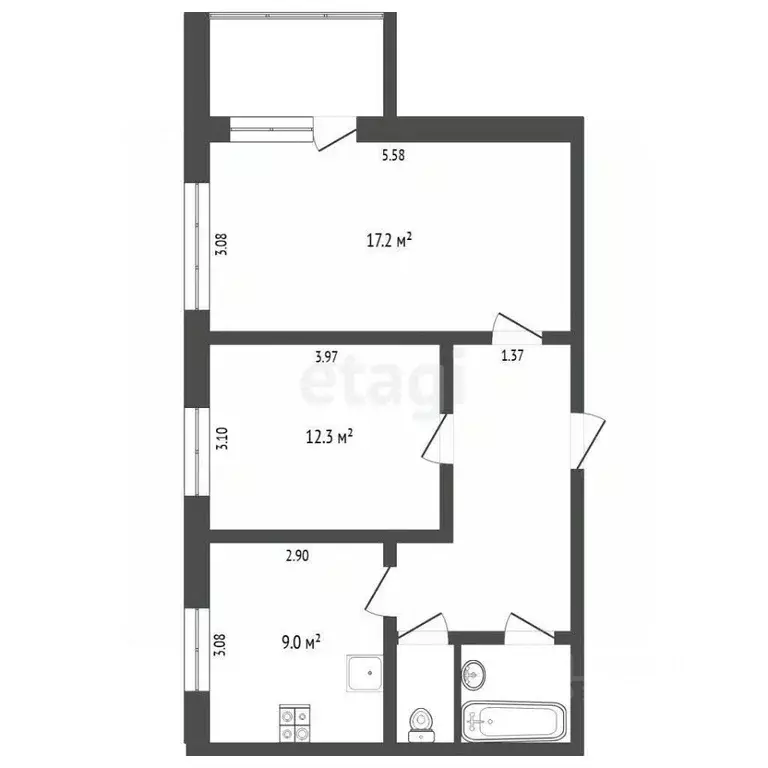 2-к кв. Тюменская область, Тюмень Восточный мкр, ул. Моторостроителей, ... - Фото 2