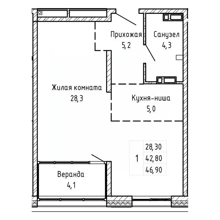 2-к кв. Приморский край, Владивосток Днепровская ул., 25к5 (46.9 м) - Фото 0