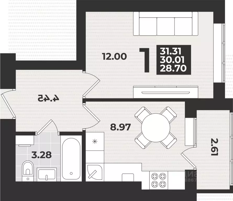 1-к кв. Калининградская область, Калининград ул. Героя России ... - Фото 1