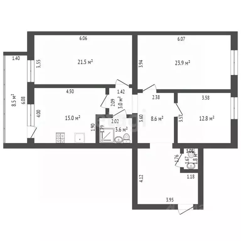 3-к кв. Тюменская область, Тюмень Кремлевская ул., 102 (106.2 м) - Фото 1