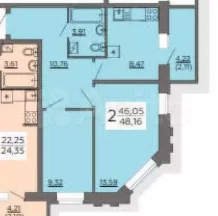 2-к. квартира, 50 м, 4/19 эт. - Фото 0