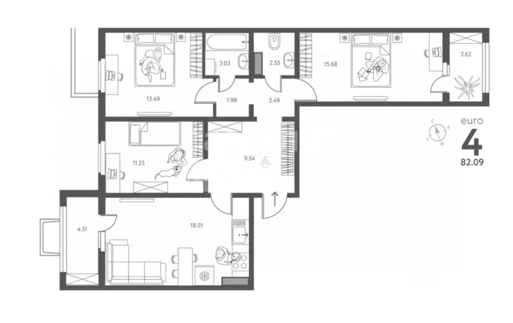 4-к кв. Липецкая область, Липецк Елецкое ш., 9 (82.09 м) - Фото 2