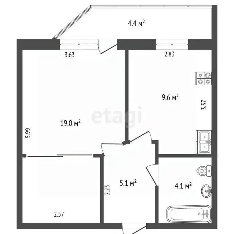 1-к кв. Тюменская область, Тюмень ул. Карла Маркса, 8 (37.8 м) - Фото 0