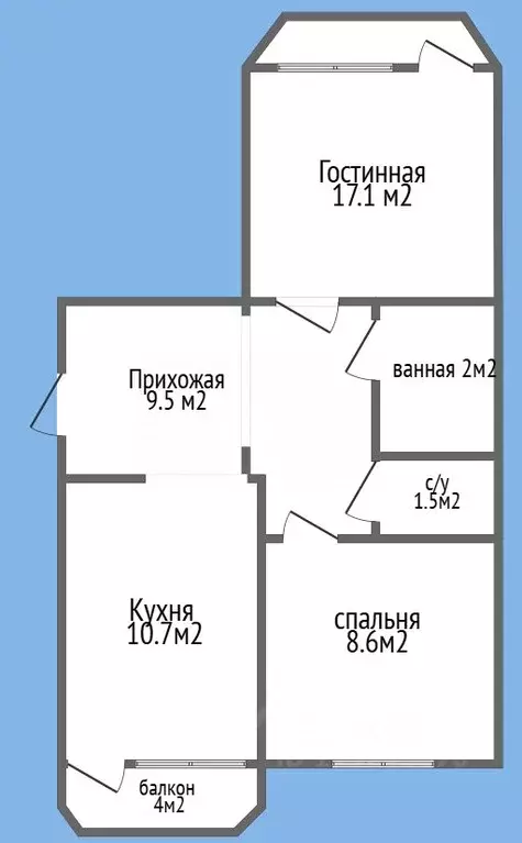 2-к кв. Дагестан, Махачкала пер. Индустриальный, 18А (54.0 м) - Фото 2