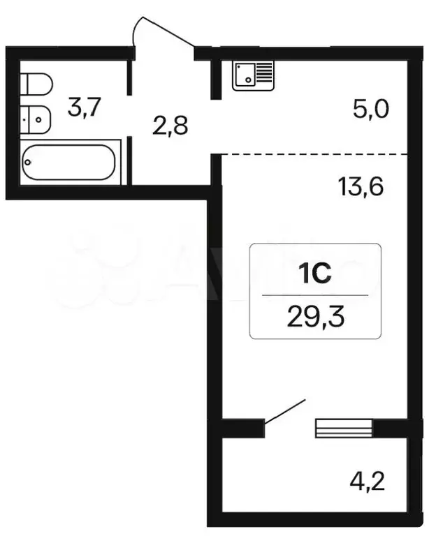 Квартира-студия, 29,2 м, 16/17 эт. - Фото 0