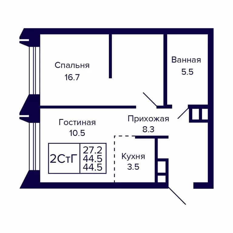 2-комнатная квартира: Новосибирск, Красносельская улица (44.5 м) - Фото 0