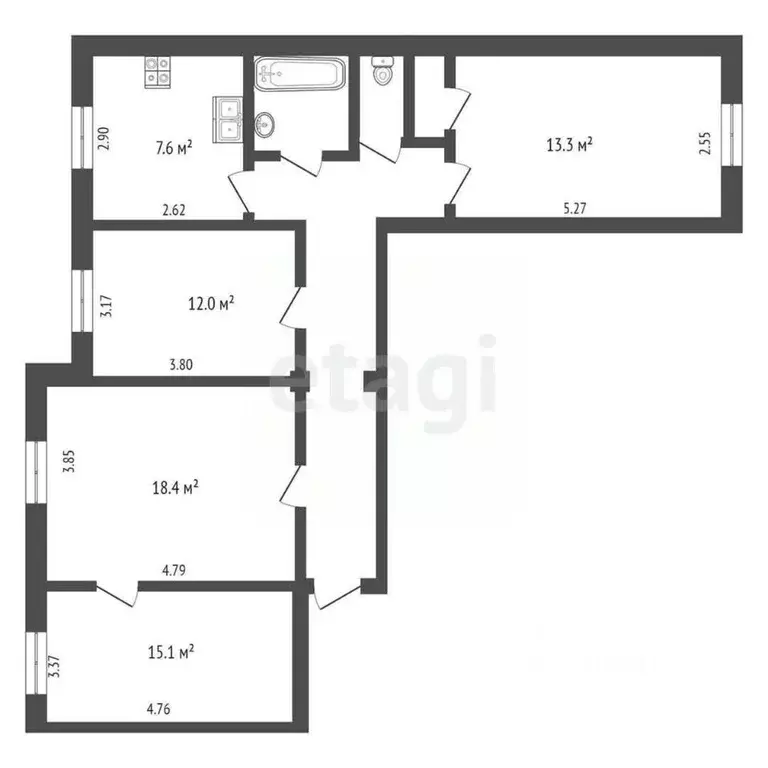 4-к кв. Вологодская область, Череповец ул. Металлургов, 9 (87.4 м) - Фото 2