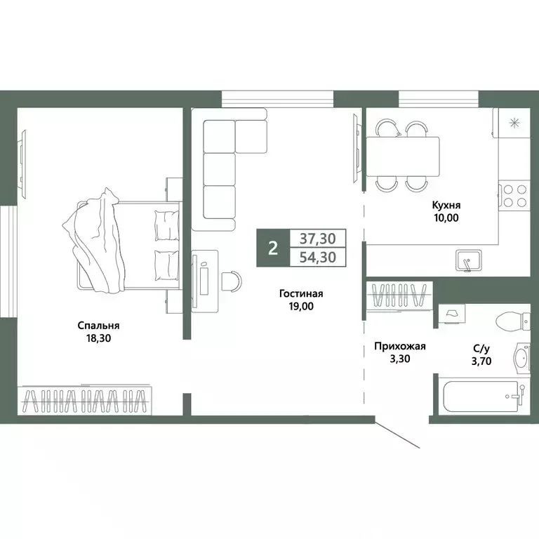 2-комнатная квартира: посёлок городского типа Шерегеш, улица Гагарина, ... - Фото 1