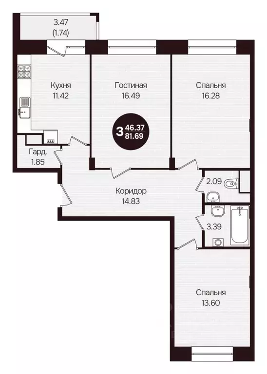 3-к кв. Чувашия, Новочебоксарск ул. Воинов-интернационалистов, поз24 ... - Фото 0