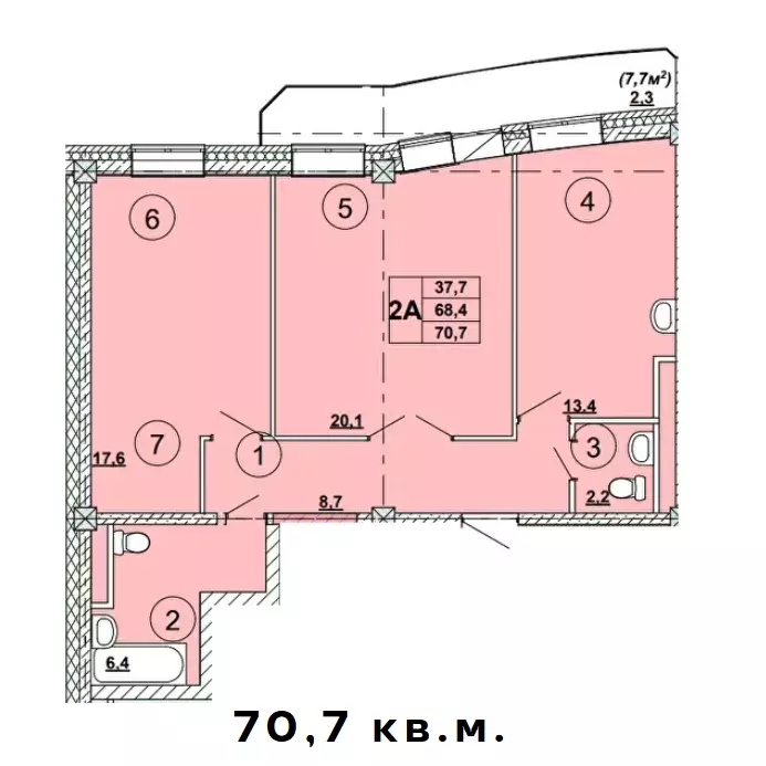 Продаётся 2-к квартира, 70.7 м - Фото 0