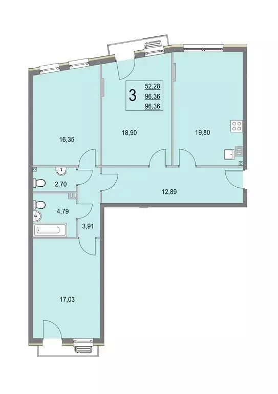 3-комнатная квартира: деревня Крюково, 6 (96.6 м) - Фото 0