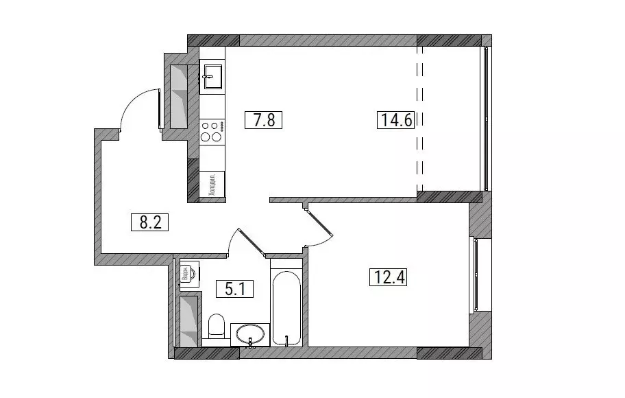 2-комнатная квартира: Киров, ЖК Видный (48.1 м) - Фото 1