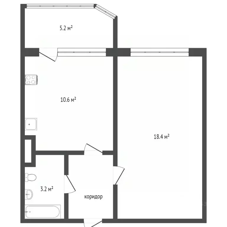 1-к кв. Ханты-Мансийский АО, Сургут ул. Замятинская, 5/2 (36.1 м) - Фото 1