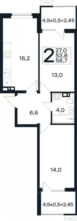 2-к кв. Краснодарский край, Краснодар Новая Елизаветка мкр,  (58.7 м) - Фото 1