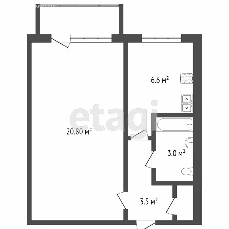 1-комнатная квартира: Челябинск, улица Дзержинского, 123 (33.5 м) - Фото 0