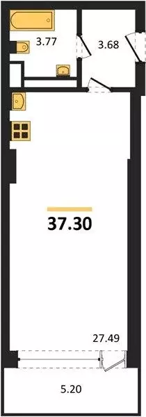 Студия Севастополь ул. Парковая, 9 (37.3 м) - Фото 1