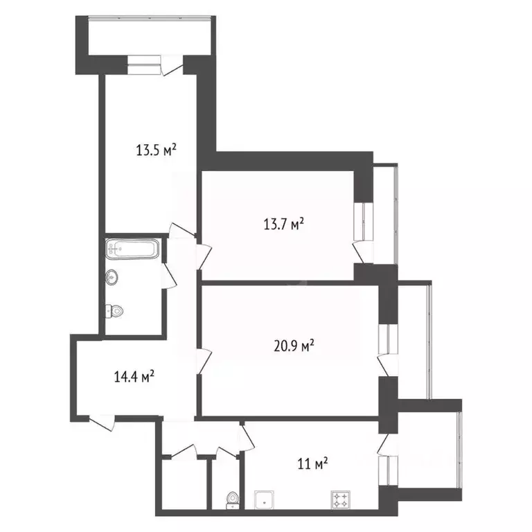 3-к кв. Красноярский край, Красноярск ул. 78-й Добровольческой ... - Фото 2