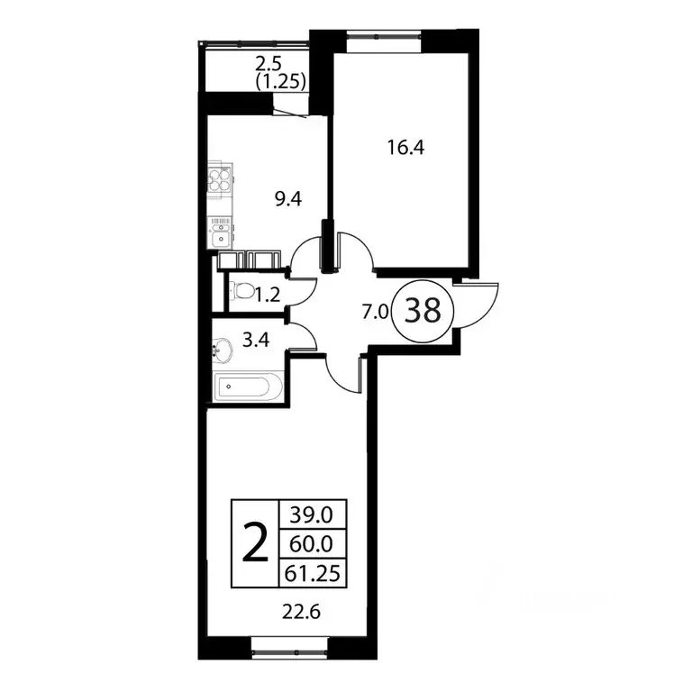 2-к кв. Московская область, Домодедово Авиационный мкр, ул. ... - Фото 1