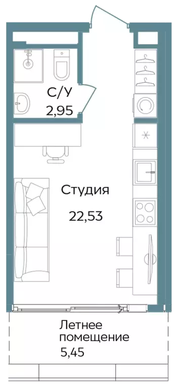 квартира-студия, 30.93 м - Фото 0