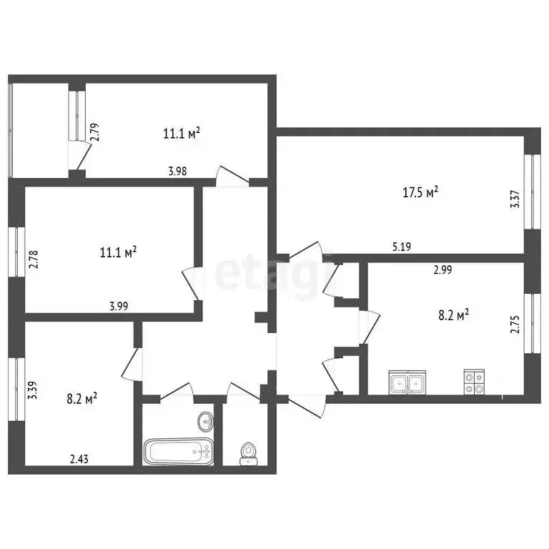 4-комнатная квартира: Вологда, Ярославская улица, 28 (73.4 м) - Фото 1