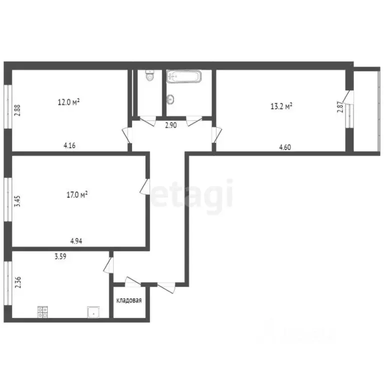3-к кв. Тюменская область, Тюмень ул. 50 лет Октября, 68 (57.0 м) - Фото 2