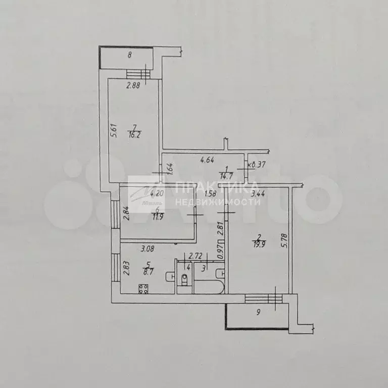 3-к. квартира, 75,2 м, 10/16 эт. - Фото 0